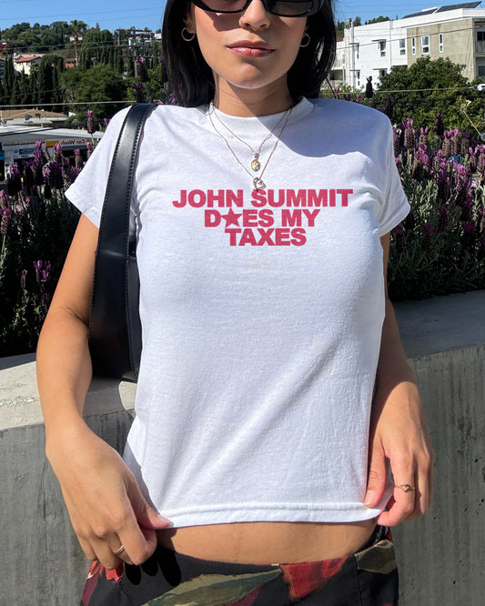 John Summit Does My Taxes Baby Tee